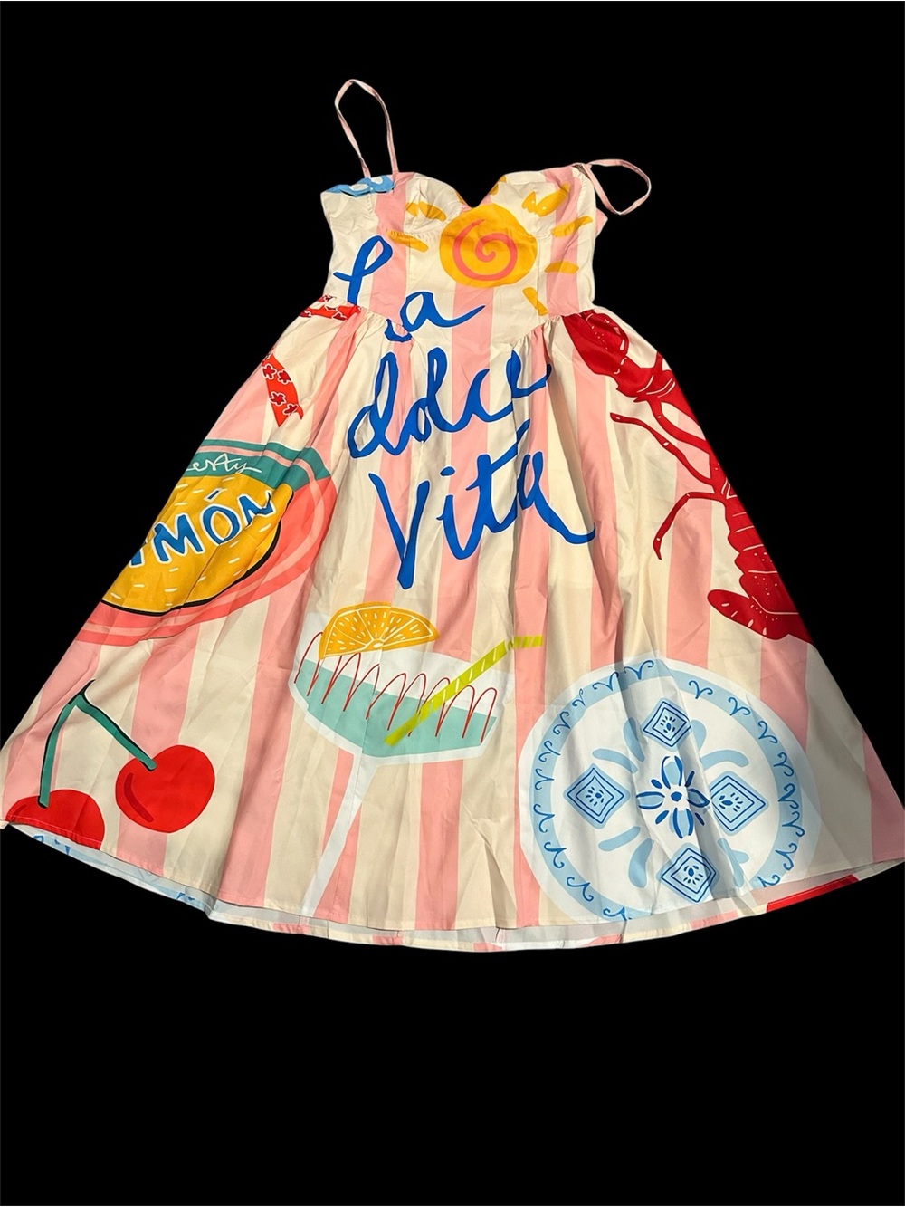 Nice To Meet You 🦞Midi Shift Lobster Dress Size Large NWOT - Picture 3 of 5